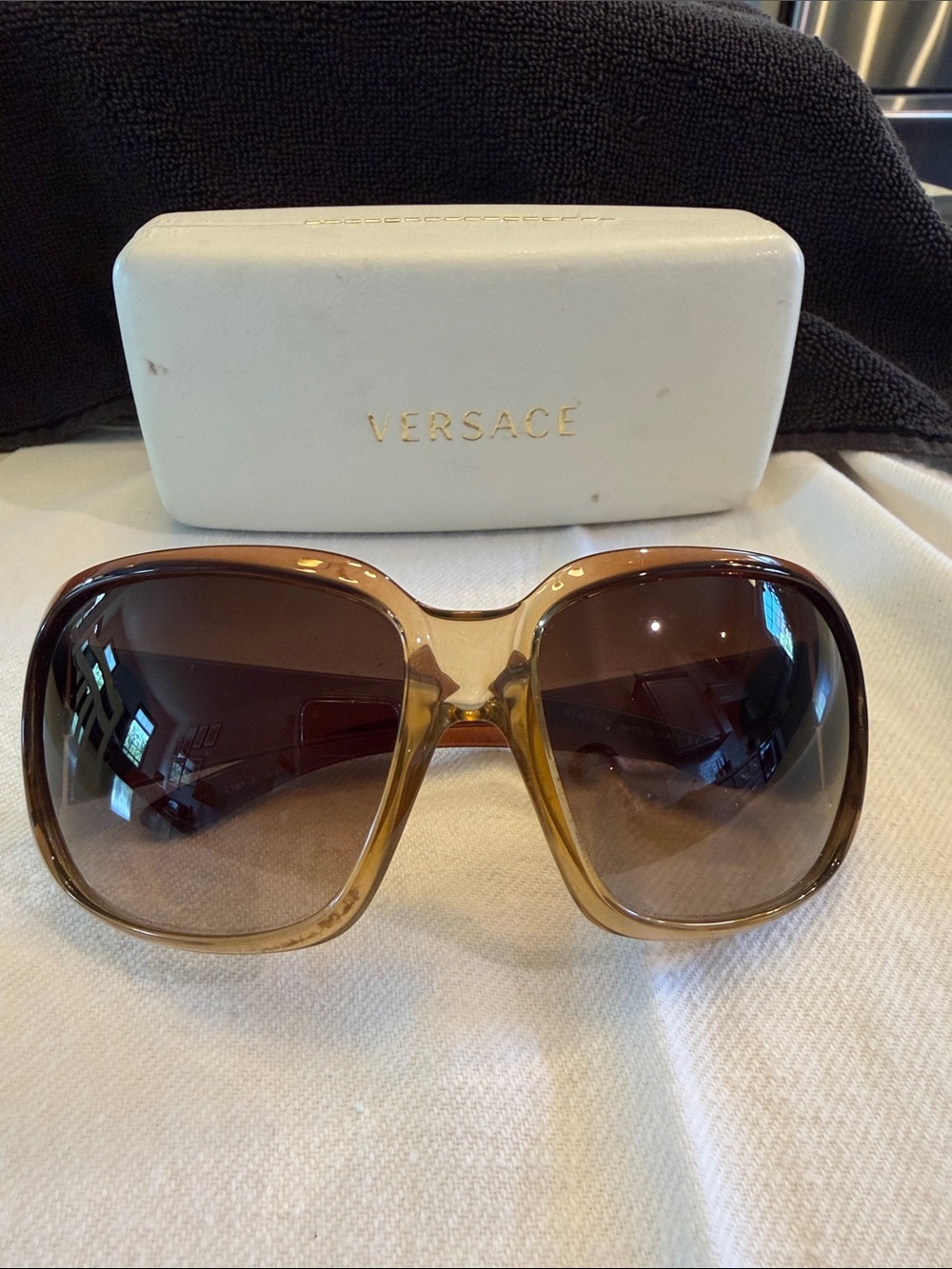 Versace Women's Brown Amber Gradient Oversized Sunglasses